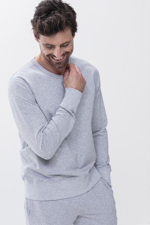 Sweatshirt Light Grey Melange Serie Enjoy Front View | mey®