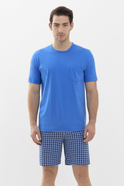 Schlafanzug kurz Malibu Blue Serie Esbjerg Frontansicht | mey®