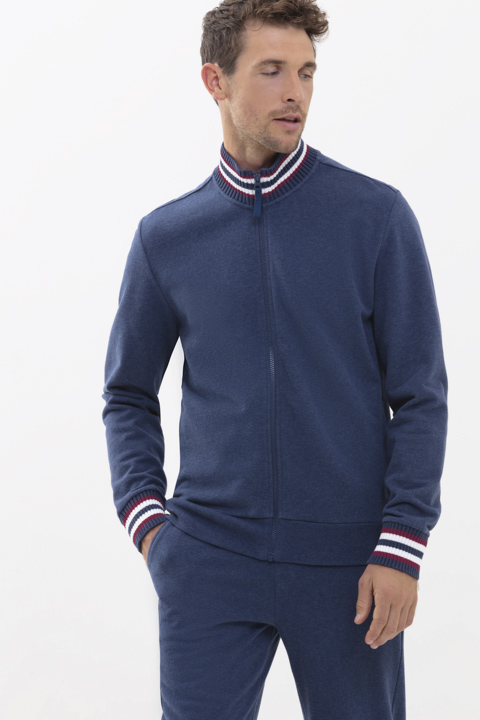 Zip jacket Yacht Blue Serie Amsterdam Front View | mey®
