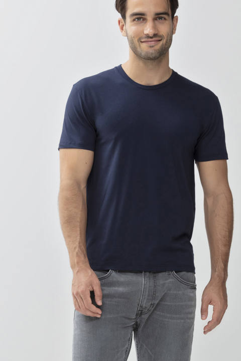 T-shirt Yacht Blue Dry Cotton Colour Front View | mey®