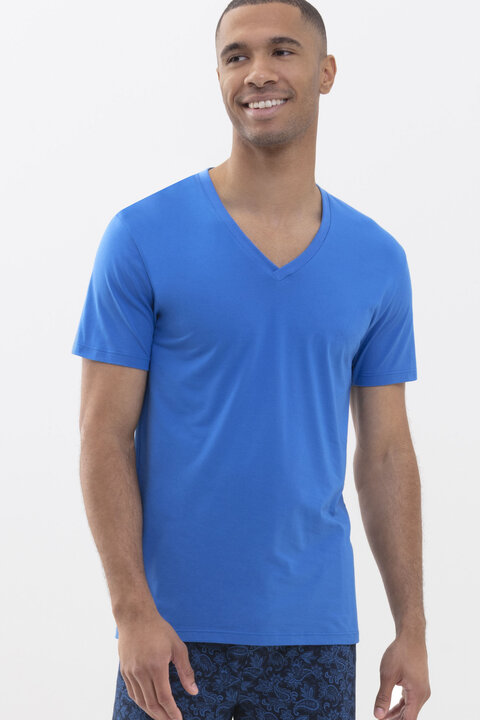 T-shirt Malibu Blue Dry Cotton Colour Vooraanzicht | mey®