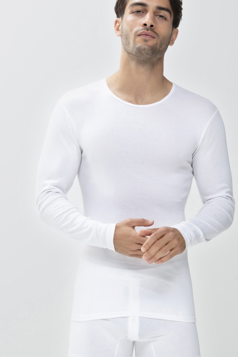 Langarm-Shirt Weiss Serie Casual Cotton Frontansicht | mey®