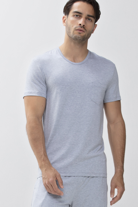 T-shirt Light Grey Melange Serie Jefferson Modal Vooraanzicht | mey®