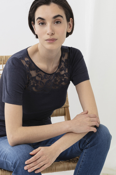 Shirt met korte mouwen Graphite Serie Wool & Lace Vooraanzicht | mey®