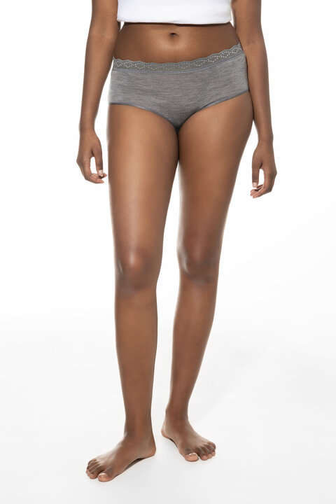 Panty Mid Grey Melange Serie Silk Touch Wool Front View | mey®