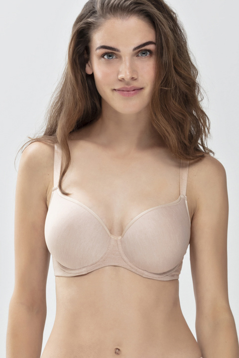 Spacer bra | Full Cup Cream Tan Melange Serie Easy Cotton Front View | mey®