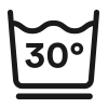 Waschsymbol, Fein-/Buntwäsche waschbar bis 30° Celsius im Schonwaschgang