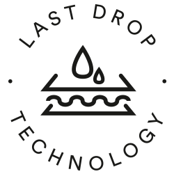 Icon für Last Drop Technology, drei Schichten mit zwei Wassertropfen von oben | mey®