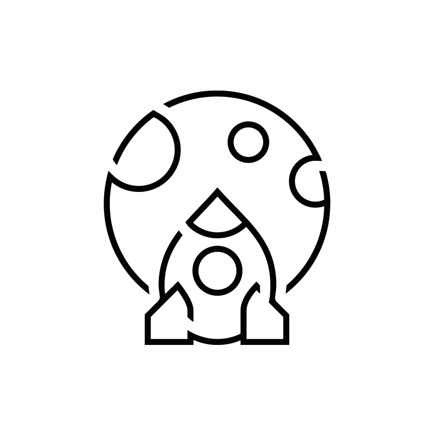 icon guiding principle vision, rocket in front of the moon | mey®