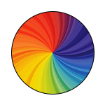 mey® Serie RE:THINK, runde Farbfläche mit Strudel in Regenbogenfarben